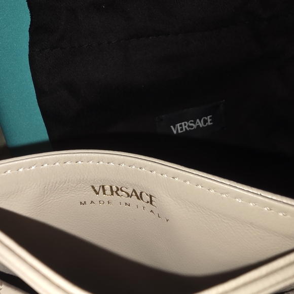 Versace Taupe Quilted Wallet with Gold Accent - Picture 7 of 8